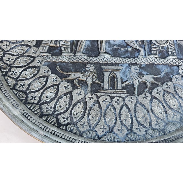 Art Deco Middle Eastern Ghalamzani Technique Plate, 1920s For Sale - Image 6 of 10