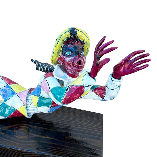 MCM Italian Multicolored Ceramic Harlequin Figure by Otello Rosa for San Polo For Sale - Image 9 of 10