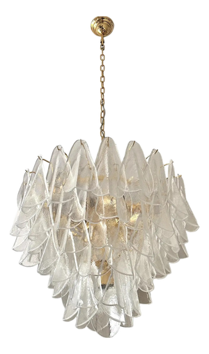 Venetian Transparent Rondini Murano Glass Gold Chandelier by Simoeng