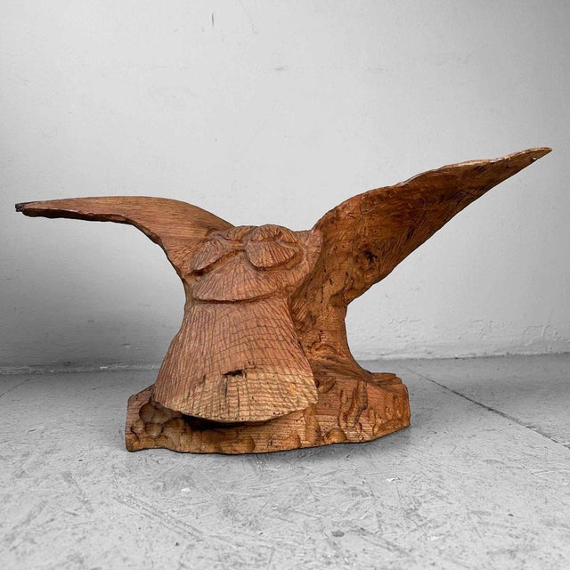 Brown Decorative Eagle Wood Carving, Japan, 1970s For Sale - Image 8 of 14