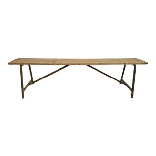 Vintage India Teak & Iron Bench For Sale