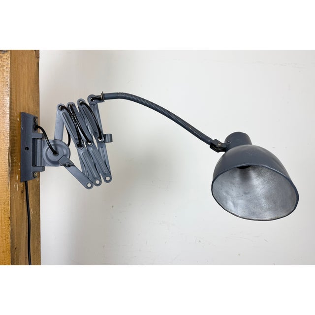 Gray Industrial Scissor Wall Lamp, 1960s For Sale - Image 8 of 16