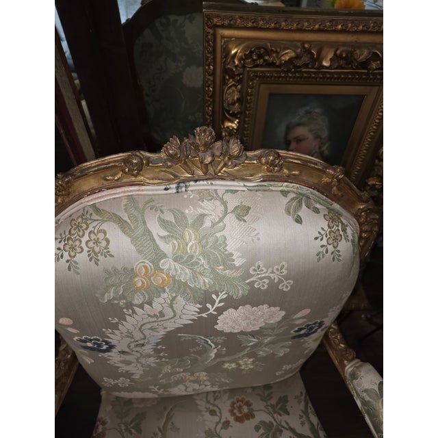 Antique Louis XV Style Giltwood Armchairs For Sale - Image 12 of 16