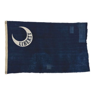 Distressed Cotton Fort Moultrie Liberty Flag Made From Vintage Indigo For Sale