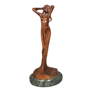Maurice Bouval (French 1863 - 1916), Patinated Bronze of an Art Nouveau Woman on Marble Plinth
