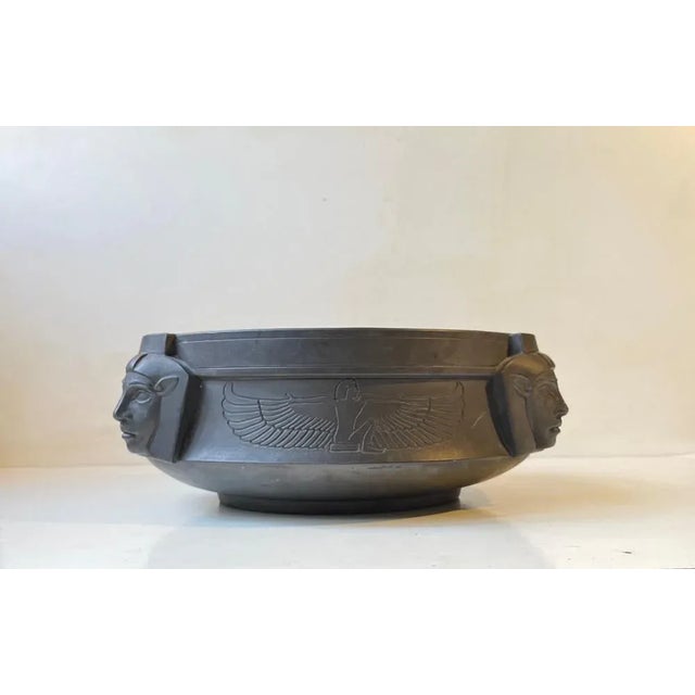 Antique Black Terracotta Bowl with Pharaohs and Hieroglyphs by L. Hjorth, Denmark, 1890s For Sale - Image 10 of 10