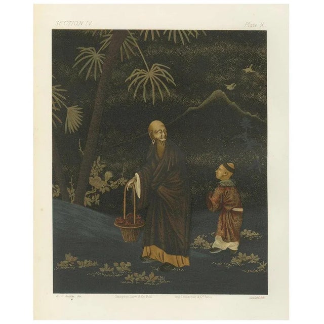 G. A. Audsley, Japanese Monk and Young Attendant, 1880s, Lithograph on Paper For Sale - Image 10 of 10