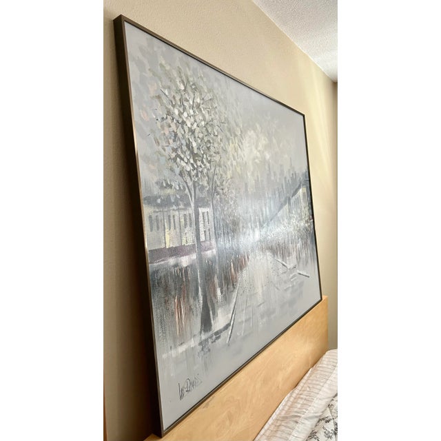 Mid-Century Modern Mid Century Modern Cityscape Abstract Oil Painting by Lee Reynolds For Sale - Image 3 of 12