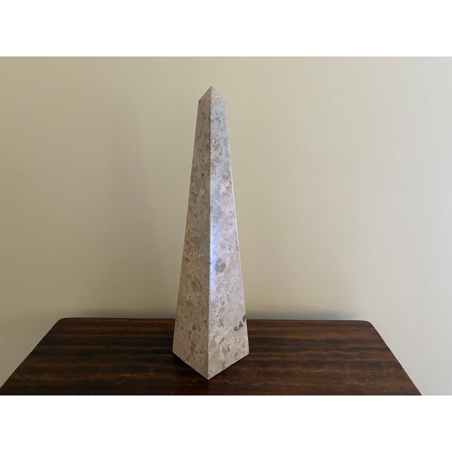 Late 20th Century Neoclassical Marble Obelisk in Variegated Brown and Tan Stone For Sale - Image 9 of 12