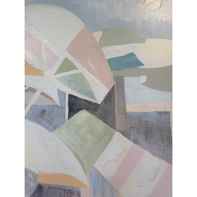 Oversized Lee Reynolds Abstract Beach Umbrellas Oil Painting on Canvas With Impasto For Sale - Image 9 of 15