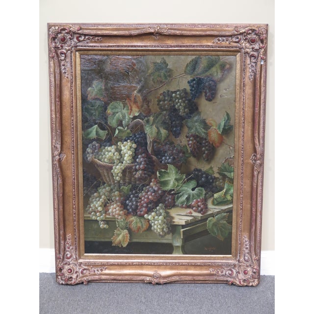 Italian Framed Oil Painting On Canvas W Italian Grapes Chairish