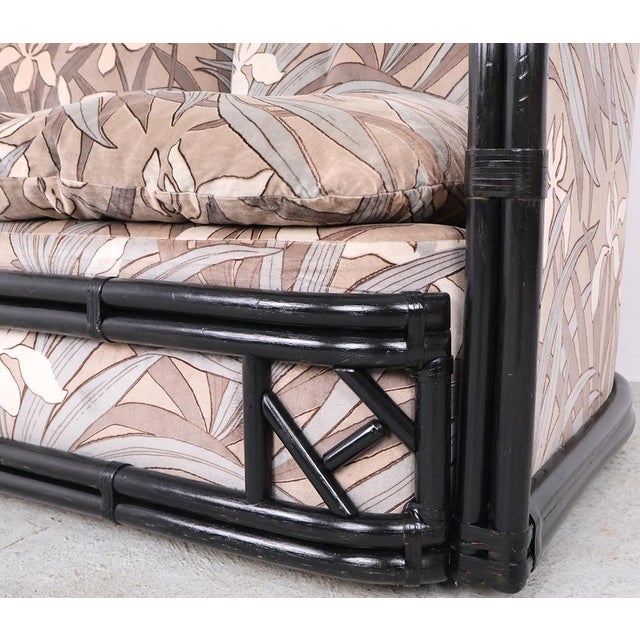 Vintage Bamboo 2-Seater Sofa with Floral Velvet Fabric, 1970s For Sale - Image 10 of 15