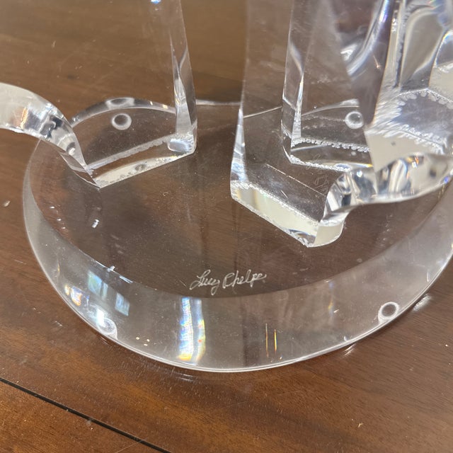 Mid-Century Modern Vintage Abstract Lucite Sculpture Signed For Sale - Image 3 of 9
