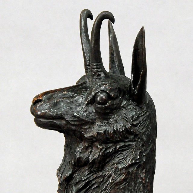 Large Carved Wood Chamois Sculpture, 1900s For Sale - Image 5 of 8