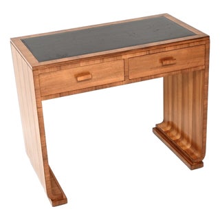 Art Deco Walnut and Leather Top Desk, 1930s For Sale
