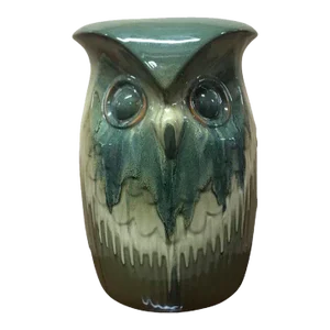 1980’s Owl Two Faced Dripware Pottery Garden Stool