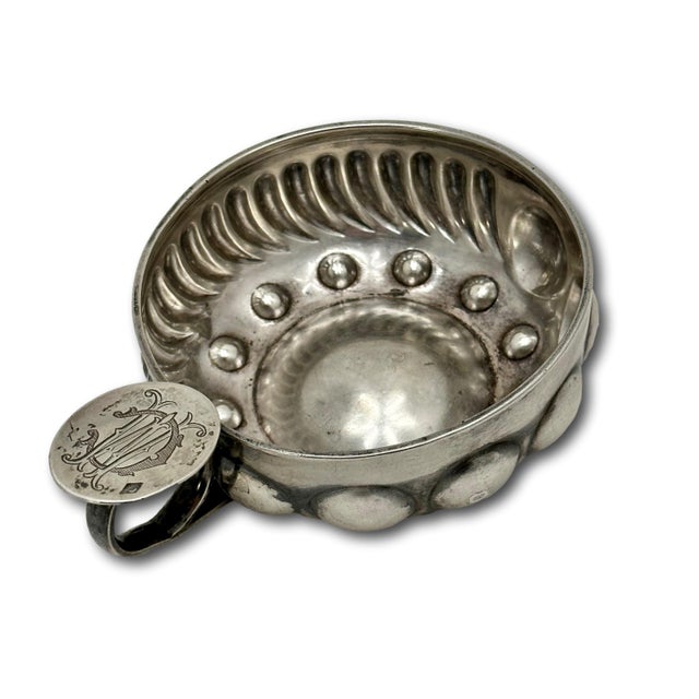 French Fine Antique Hand Made French 950 High Grade Sterling Silver Wine Taster Cup by Paris Maker Adolphe Boulenger For Sale - Image 3 of 18