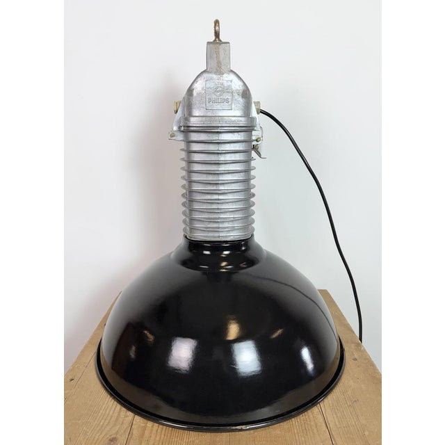 Large Industrial Black Enamel Factory Pendant Lamp from Philips, 1960s For Sale - Image 16 of 18