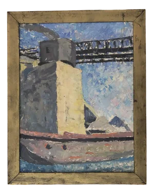Marcel Noverraz, Etude de bateau, Oil on Cardboard, Framed