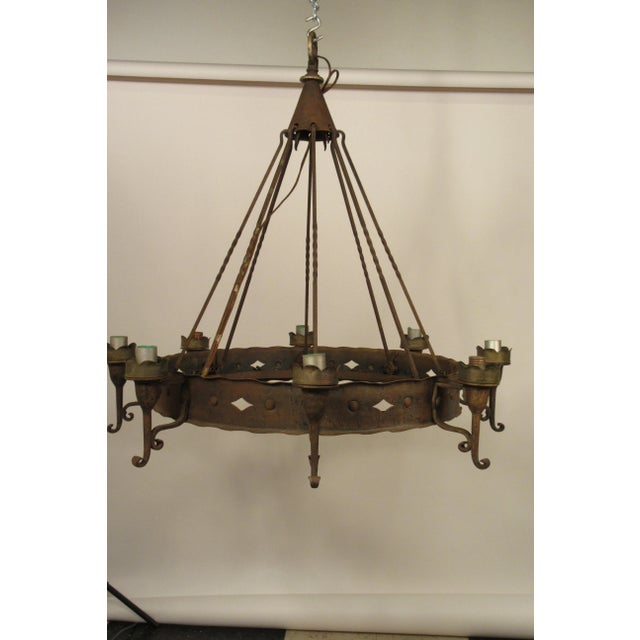 1940s Iron Gothic Chandelier For Sale - Image 4 of 11