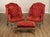 High Quality Pair of Custom Upholstered and Tufted Wing Chairs and Matching Ottoman, Each with Ball and Talon Feet
