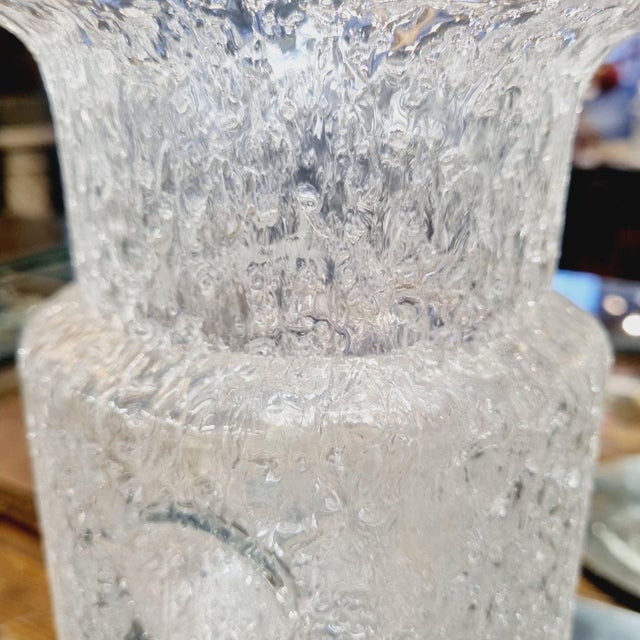 Vintage Bohemian Ice Glass Vase, 1960s For Sale - Image 9 of 13