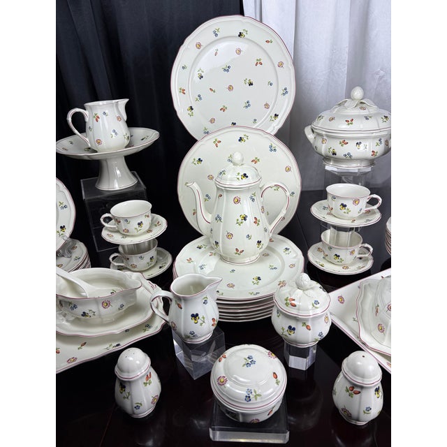 Ceramic Vintage English Villeroy & Boch "Petite Fleur" Porcelain Dinnerware & Serving Set - 58 Pieces For Sale - Image 7 of 18