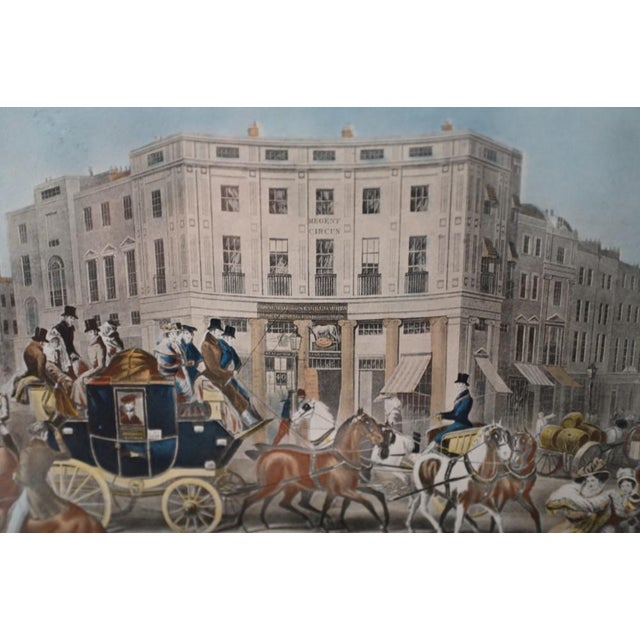 London Print Regent Street Hand Coloured Framed Art, 1930s For Sale - Image 6 of 10