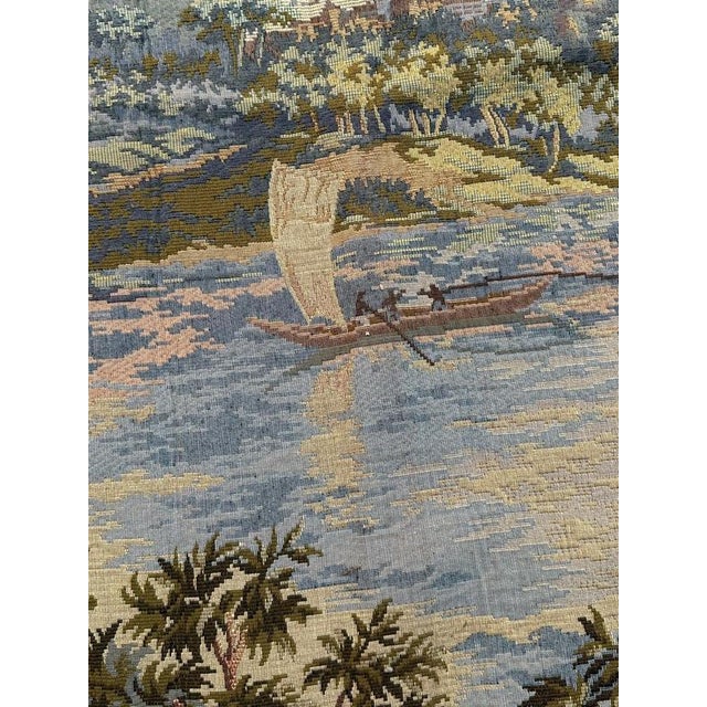 Vintage French By The Lake Jacquard Tapestry in the style of Aubusson, 1970s For Sale - Image 18 of 18
