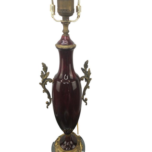 1900 - 1909 Pair of French Bronze Mounted Oxblood Lamps For Sale - Image 5 of 7