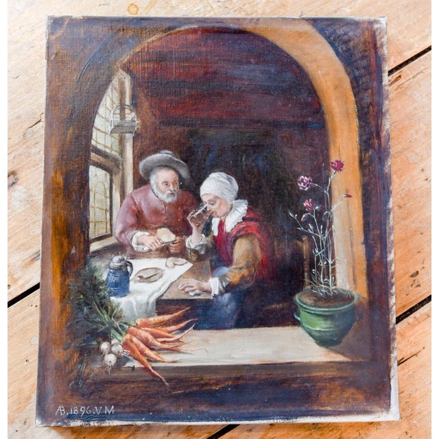 Late 19th Century "Peasants at the Table" French School Figurative Oil Painting For Sale - Image 10 of 10
