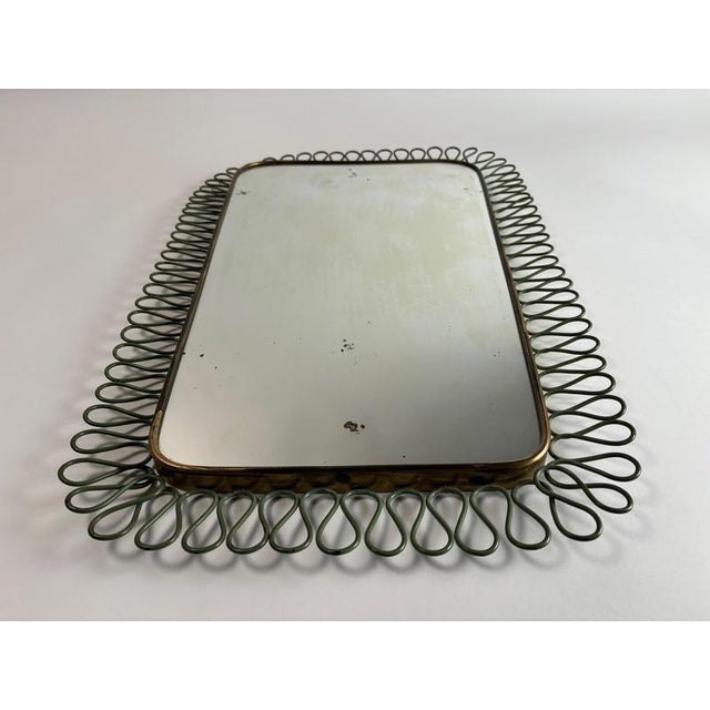 Metal Mid-Century Modern Italian Brass Mirror by Gio Ponti, 1950s For Sale - Image 7 of 10