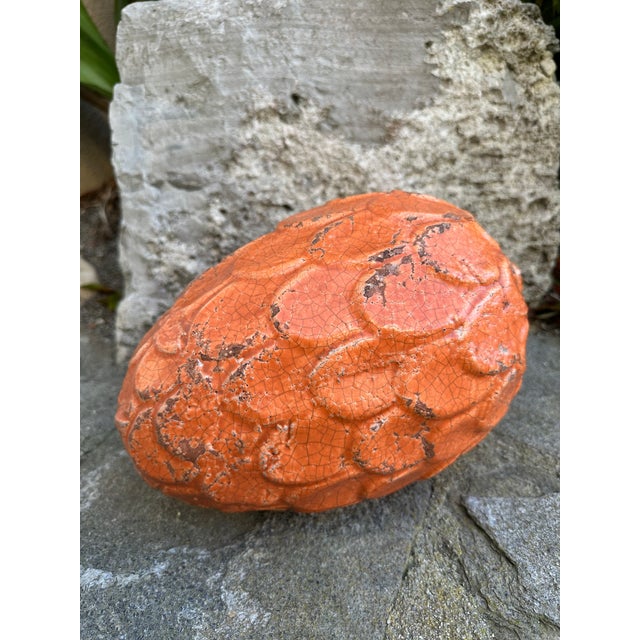 Vintage Large 10” Ceramic 1970’s Italian Pinecone Garden Ornament For Sale - Image 9 of 12