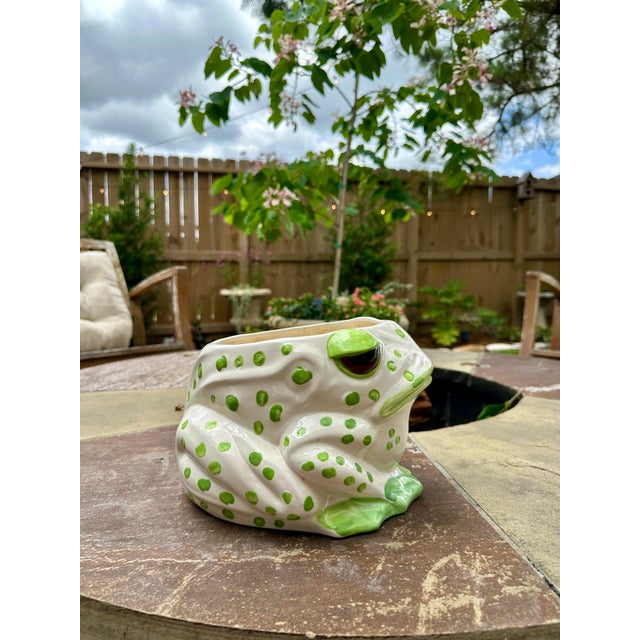 1970s Fitz and Floyd Spotted Frog Planter Add a splash of personality to your garden, patio, or indoor plant display with...