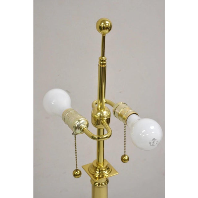 Late 20th Century Vintage French Empire Brass & Italian Black Marble Column Table Lamps - A Pair For Sale - Image 5 of 12