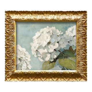 Painterly "Hydrangea Blooms" Fine Art Reproduction Print, Framed For Sale
