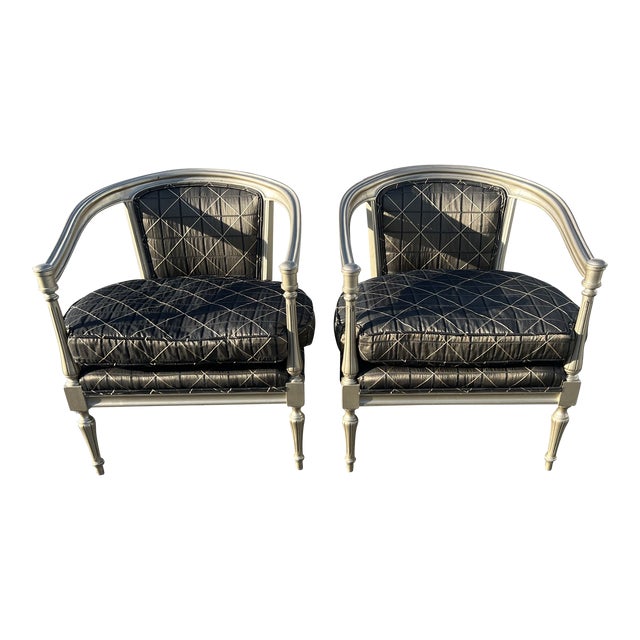 French Louis XVI Style Provincial Carved Frame Armchairs - a Pair For Sale