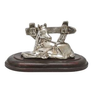Set X 4 Silver Plated C2001 Menu Card Holders Modeled as Seated Horses the Marylou Whitney Collection