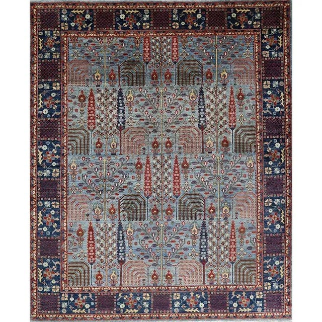 Handwoven Blue Bijar Style Rug 8'0" X 9'9" For Sale - Image 11 of 11