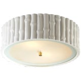 Alexa Hampton for Visual Comfort Signature Frank Large Flush Mount in White with Frosted Glass For Sale