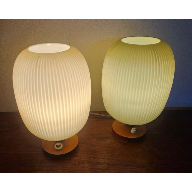 Table Lamps in Glass and Wood, 1960s, Set of 2 For Sale - Image 13 of 15