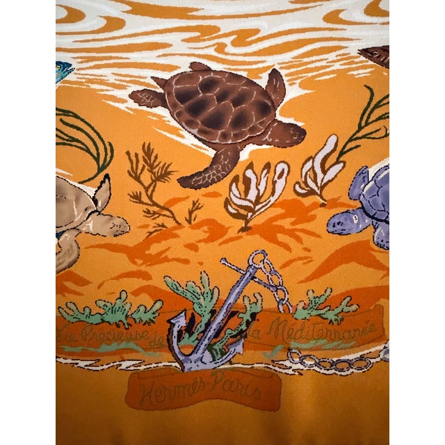 Textile Hermès La Vie Précieuse De La Méditerranée Silk Scarf 2001 Designed by Robert Dallet For Sale - Image 7 of 12