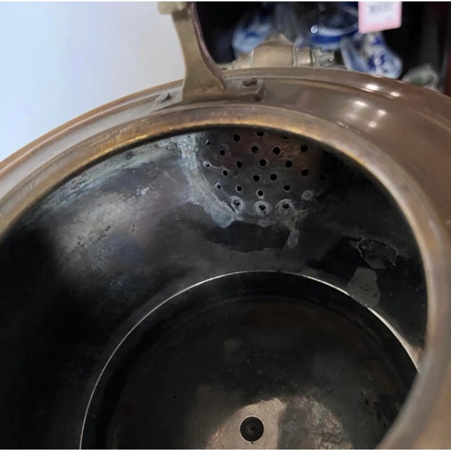 Antique Brass Tea Kettle Tea Pot Large With Stand For Sale - Image 13 of 16