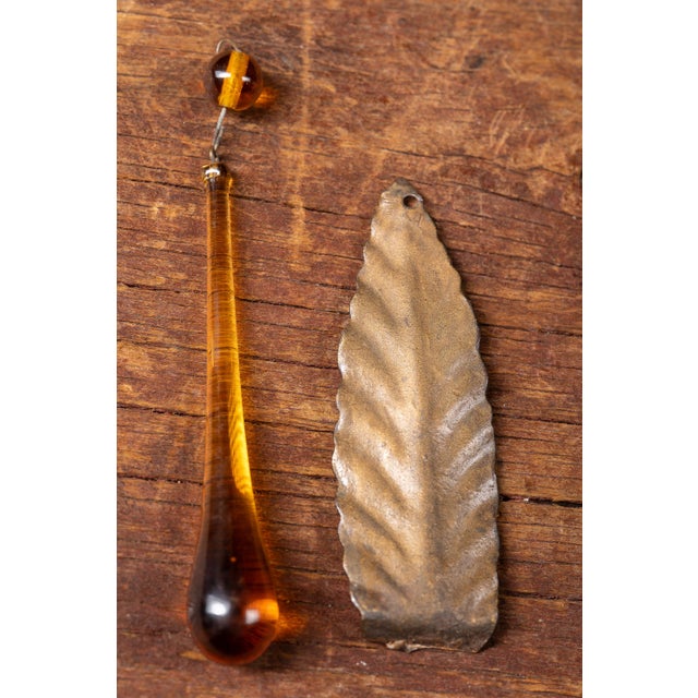 Early 20th Century Art Nouveau Brass and Amber Glass Tear Drop Epergne Lamp For Sale - Image 16 of 18