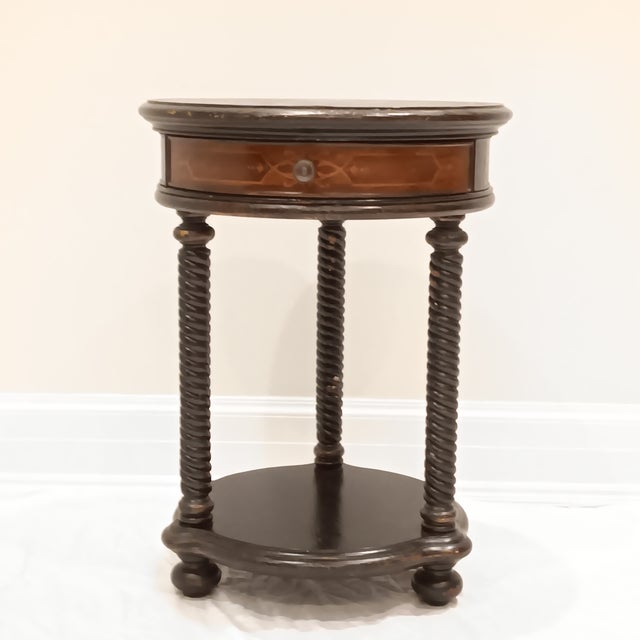 Vintage Hitchcock Ebonized Round Hooker Side/End Table For Sale - Image 11 of 14