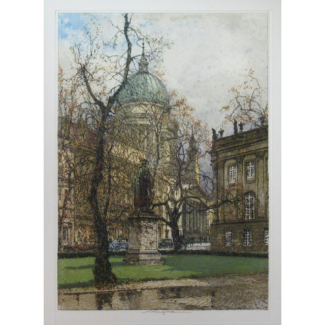 This artwork "Wien" c.1930, is a color etching on paper by Austrian artist Luigi Kasimir, 1881-1962. It is hand signed in...