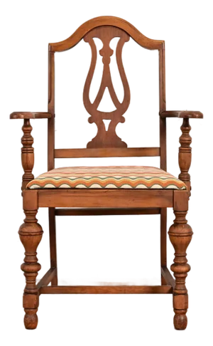 Berkey & Gay Style Antique English Jacobean Carved Walnut Armchair, Circa 1920s