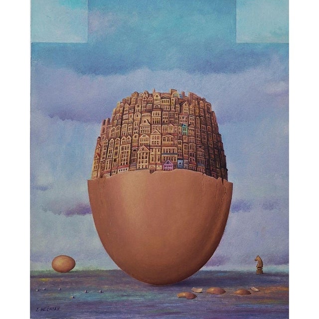 Zbigniew Wozniak, The Birth of the City, 2004, Oil Painting on Board For Sale - Image 4 of 6