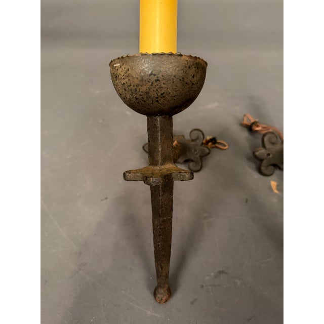 1890s French Iron Wall Sconces - Pair For Sale - Image 10 of 11