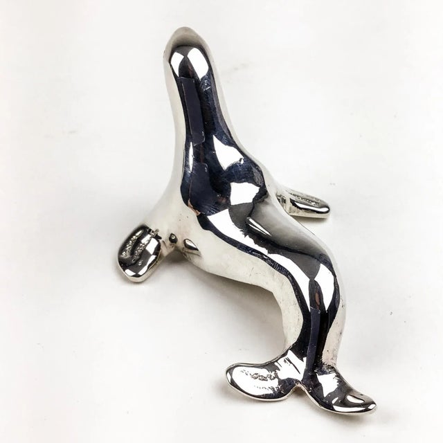 Metal Silver Plate Animalia Seal Figurine Spoon-Rest Ring Holder For Sale - Image 7 of 12